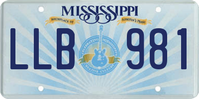 MS license plate LLB981