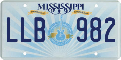 MS license plate LLB982
