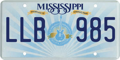 MS license plate LLB985