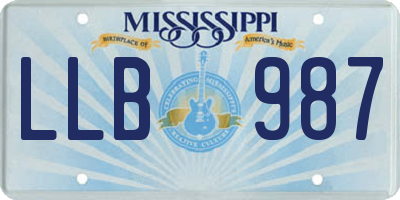 MS license plate LLB987