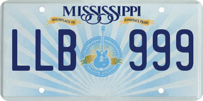 MS license plate LLB999