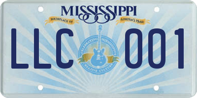 MS license plate LLC001