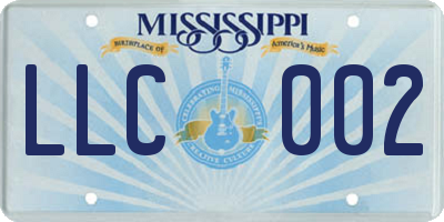 MS license plate LLC002