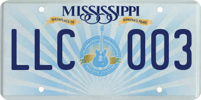 MS license plate LLC003
