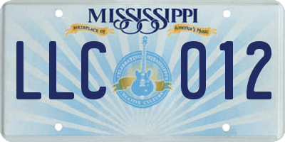 MS license plate LLC012