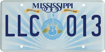 MS license plate LLC013