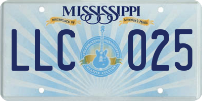 MS license plate LLC025