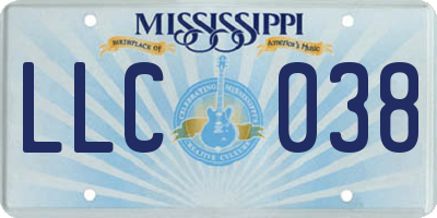MS license plate LLC038