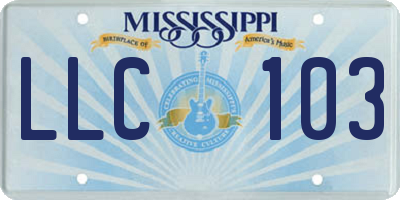 MS license plate LLC103
