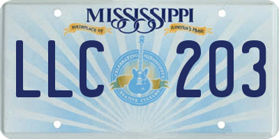 MS license plate LLC203