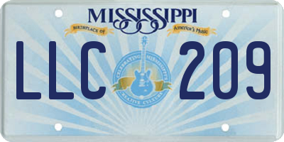 MS license plate LLC209