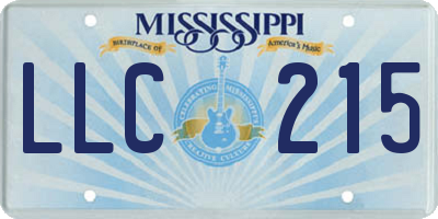 MS license plate LLC215