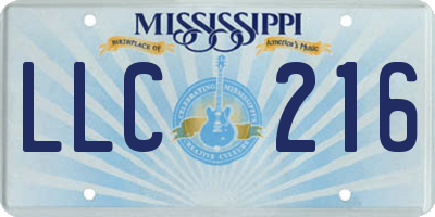 MS license plate LLC216