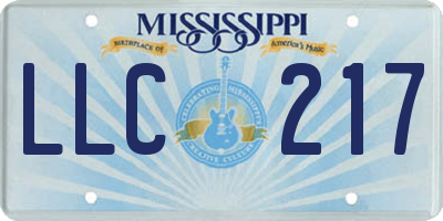 MS license plate LLC217