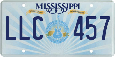 MS license plate LLC457