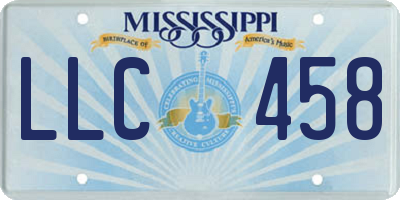 MS license plate LLC458