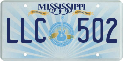 MS license plate LLC502