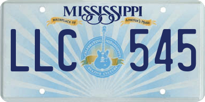 MS license plate LLC545