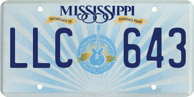 MS license plate LLC643