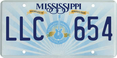 MS license plate LLC654