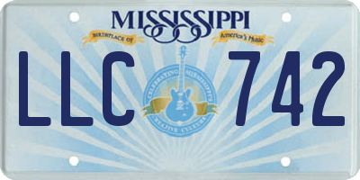 MS license plate LLC742