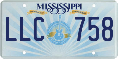 MS license plate LLC758
