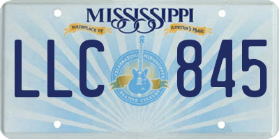 MS license plate LLC845