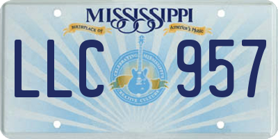 MS license plate LLC957