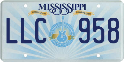 MS license plate LLC958