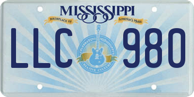 MS license plate LLC980