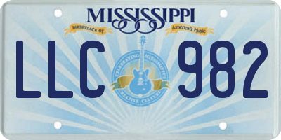 MS license plate LLC982