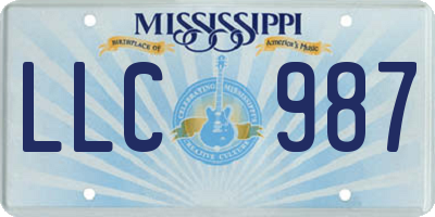 MS license plate LLC987