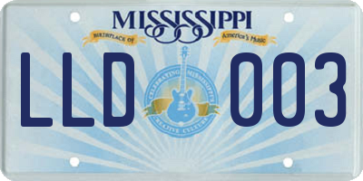 MS license plate LLD003