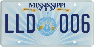 MS license plate LLD006
