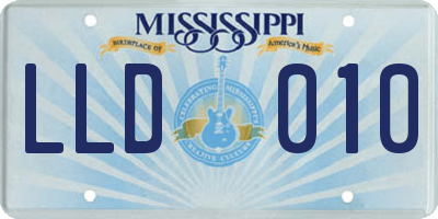 MS license plate LLD010