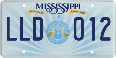 MS license plate LLD012