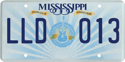 MS license plate LLD013