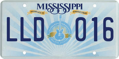 MS license plate LLD016