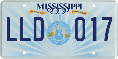 MS license plate LLD017