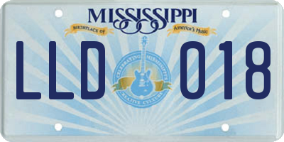 MS license plate LLD018