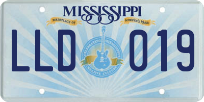 MS license plate LLD019