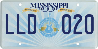 MS license plate LLD020