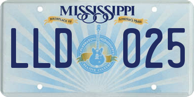 MS license plate LLD025