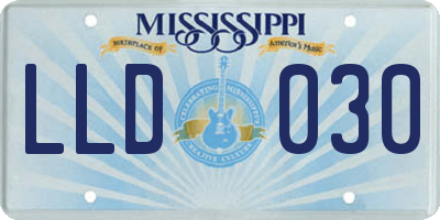 MS license plate LLD030