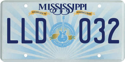 MS license plate LLD032