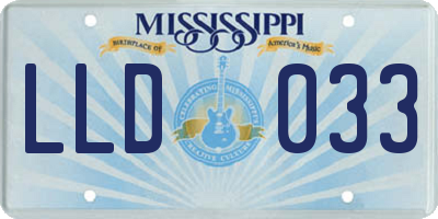 MS license plate LLD033