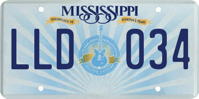 MS license plate LLD034