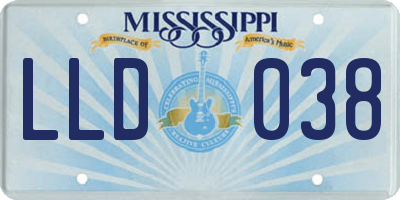 MS license plate LLD038