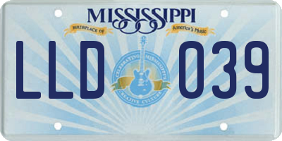 MS license plate LLD039