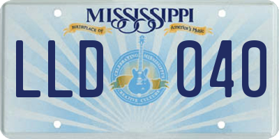 MS license plate LLD040